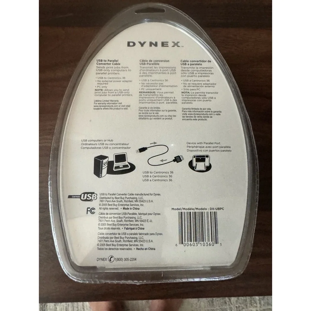 NEW DYNEX 6FT USB TO PARALLEL CONVERTER CABLE (DX-UBPC) Fast Ship!